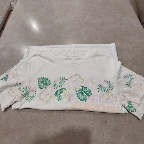 CC COLLECT Women's 100% Cotton White Short Sleeves w/Floral Print Tee - Medium - Picture 11 of 13